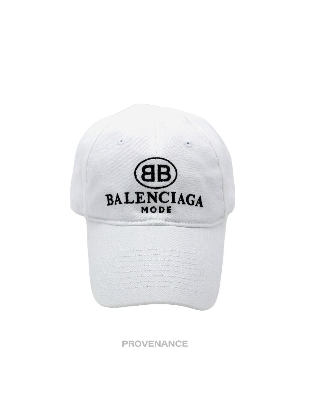 🔴 Balenciaga BB Logo Mode Embroidered Cap Hat - White